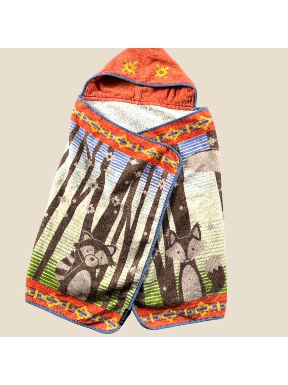 Pendleton Hooded Towel Youth OS Multicolor Forest Animal Print Cotton Bath Wrap